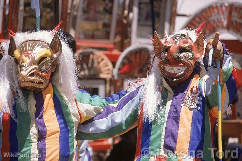 'Saqras' during the celebration of the Virgin of Carmen, Paucartambo