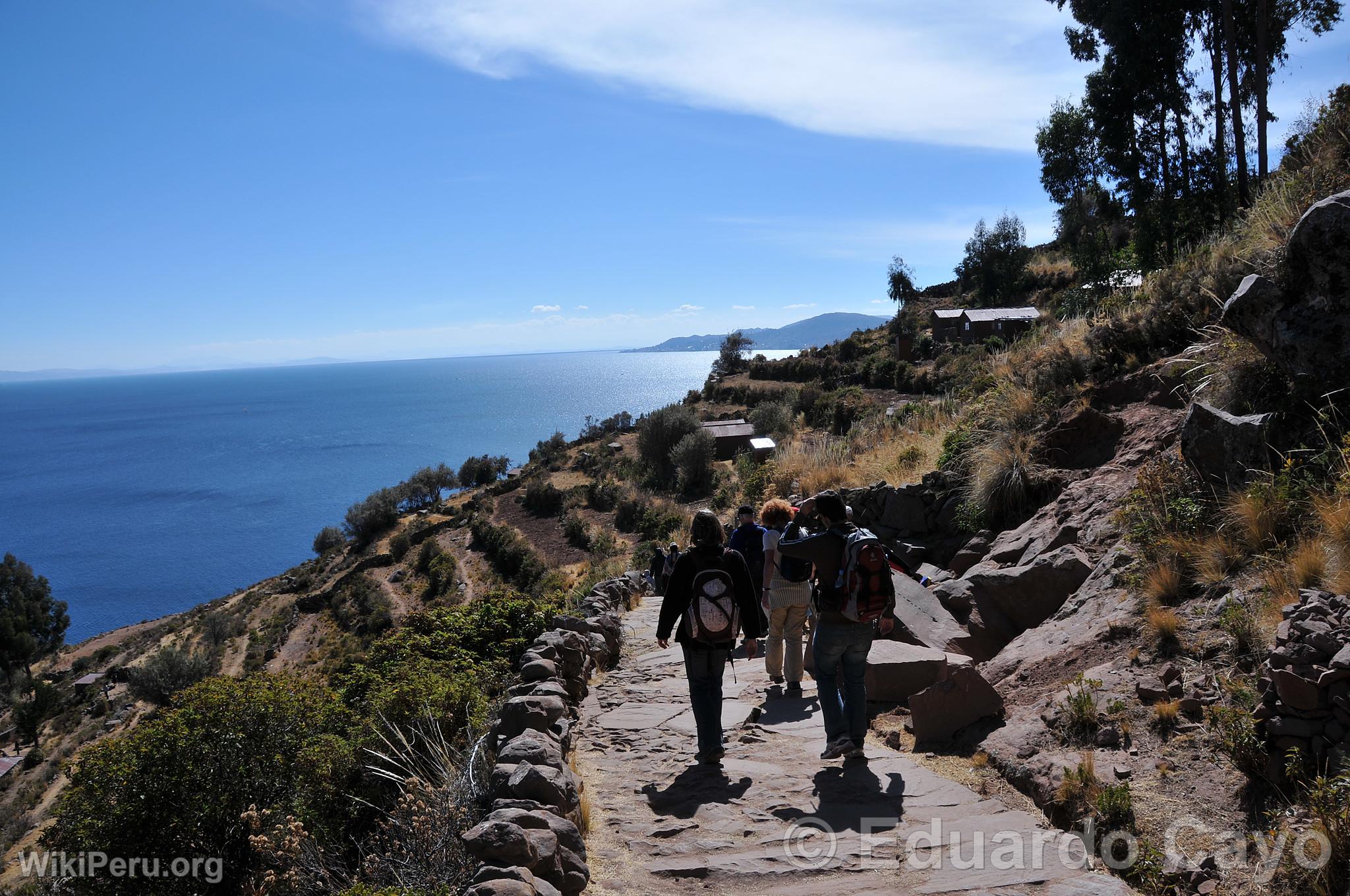 Tourists on Taquile Island