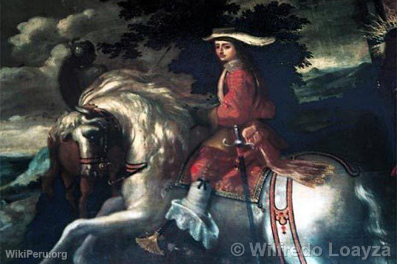 Young Saint Francis on horseback. Lima