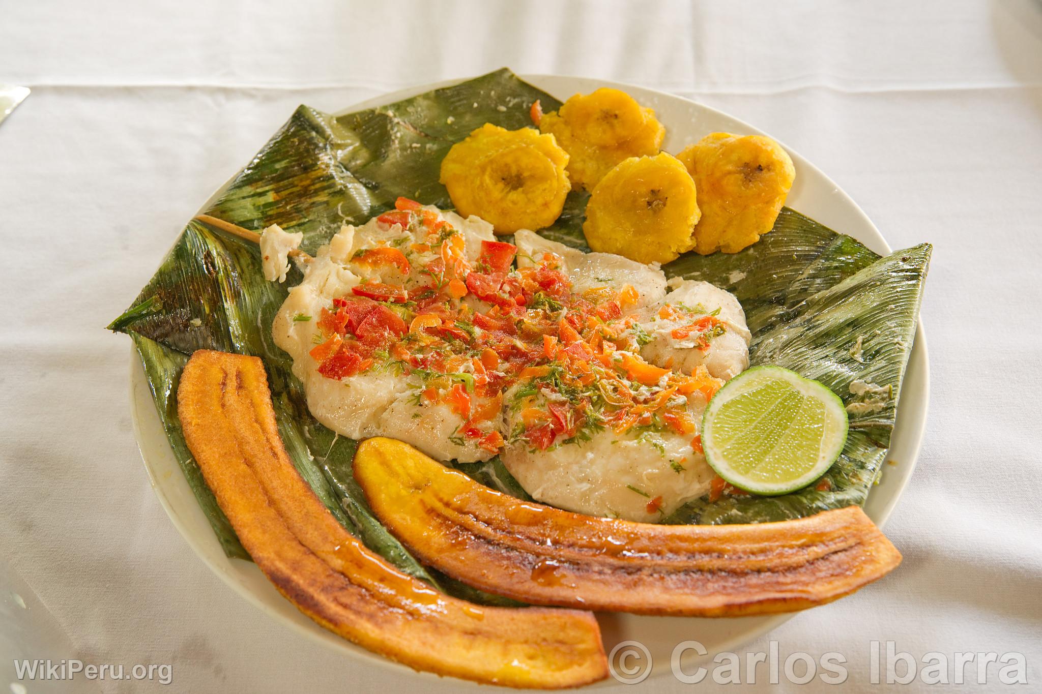 Paiche with Patacones and Fried Plantains