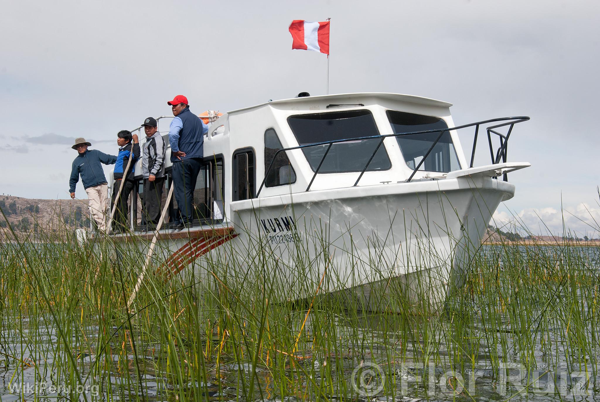 Boat on the lake Titicaca