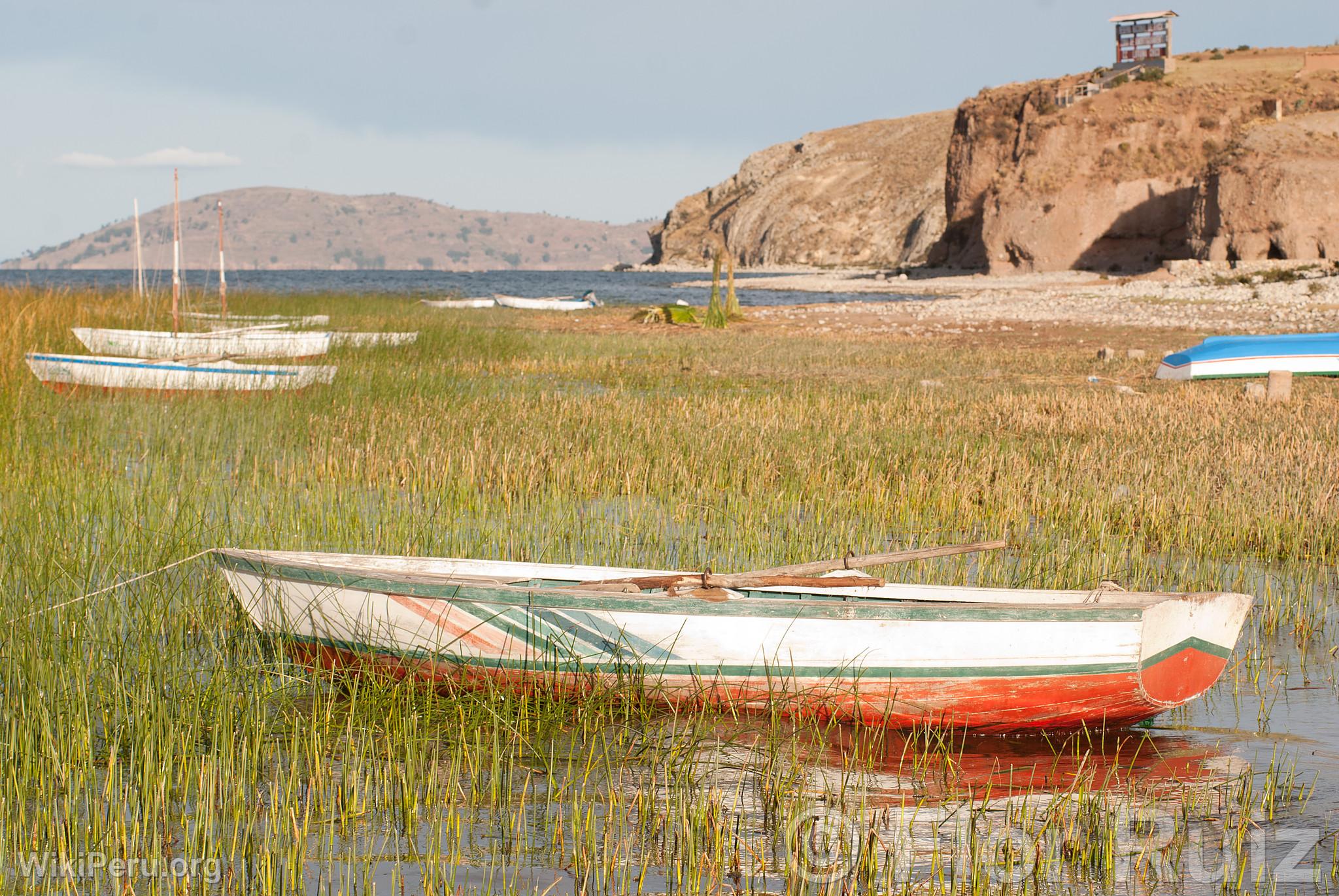 Boats on Lake Titicaca