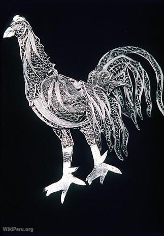 Silver Filigree Rooster