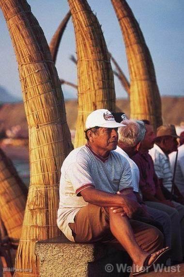 Resident with Totora Reed Horses, Huanchaco