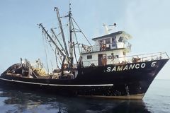 Fishing boat in front of Chimbote port