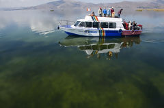 Tourists at Lake Titicaca