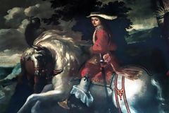 Young Saint Francis on horseback. Lima