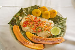 Paiche with Patacones and Fried Plantains