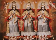 Enthroned Trinity as Three Equal Persons. Circa 1690-95, Arequipa