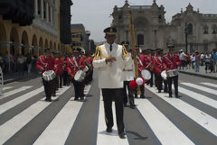 Parade of the National Police Band in the Plaza de Armas