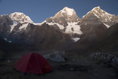 Camp in the Huayhuash Mountain Range